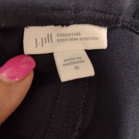 J JILL Blue Elastic Waist Pull On Women's Pants W Zip Front Pockets Size 10 - Picture 6 of 10